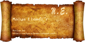 Malya Elemér névjegykártya