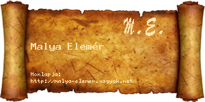 Malya Elemér névjegykártya